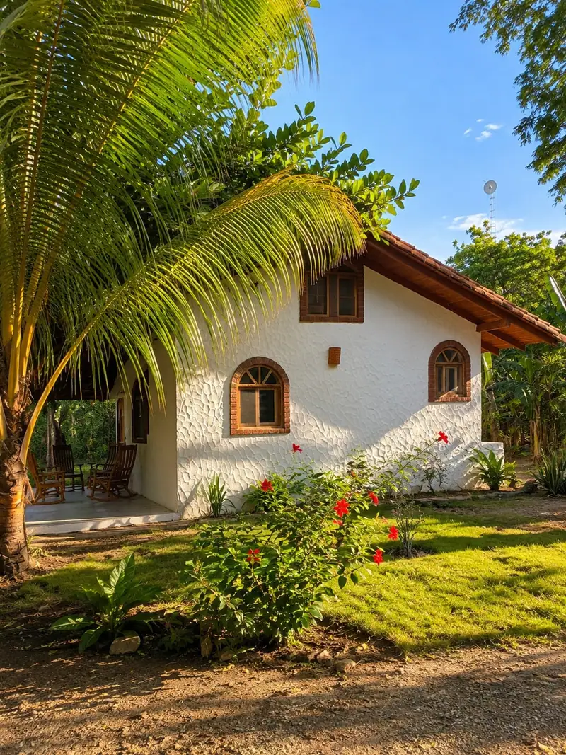La Casita Blanca entre palmeras