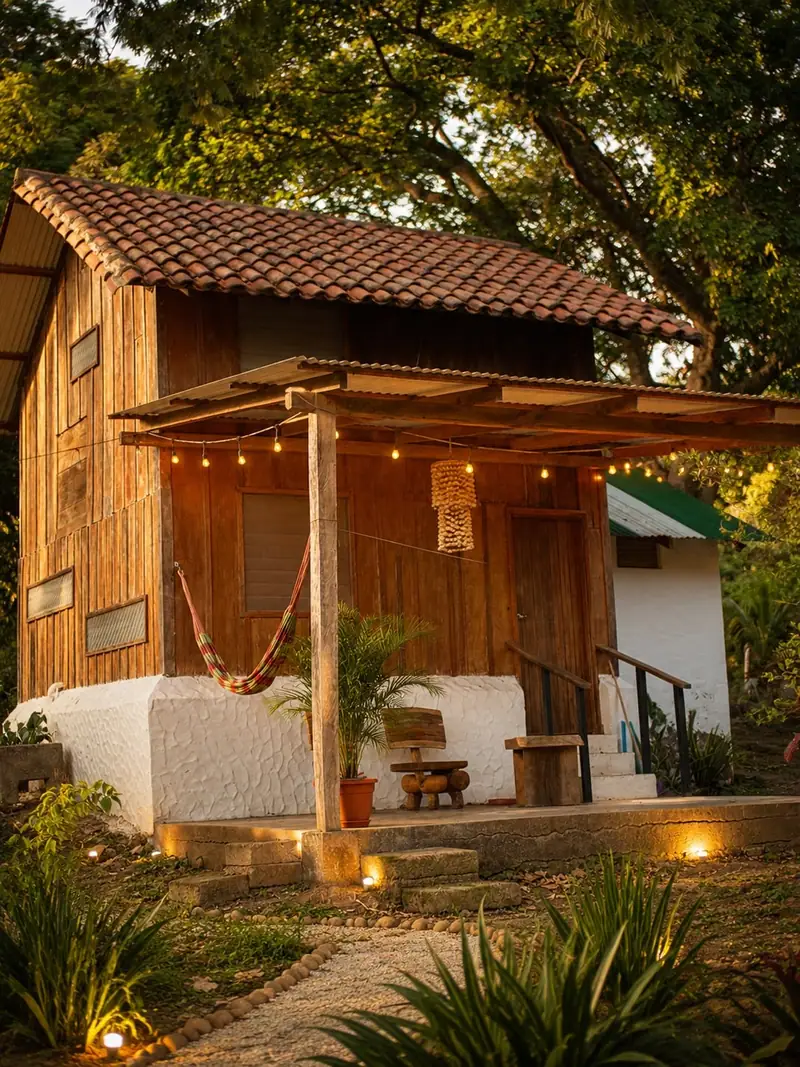 Cabaña Rústica with a hammock on the porch